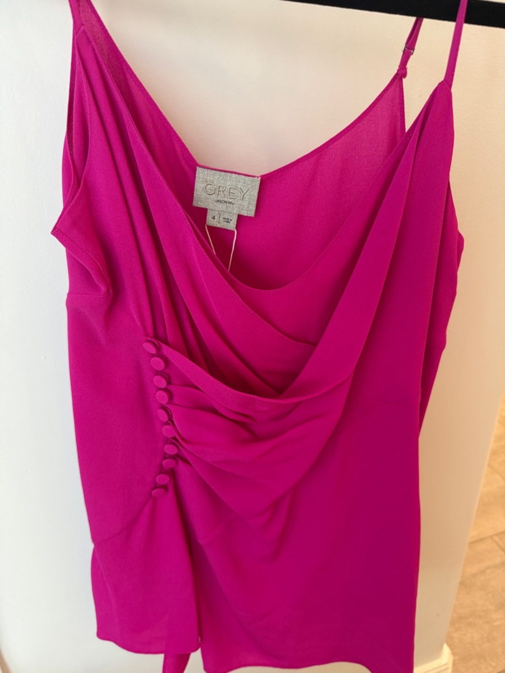 Jason Wu Hot Pink Draped Silk Cowl Neck Tank